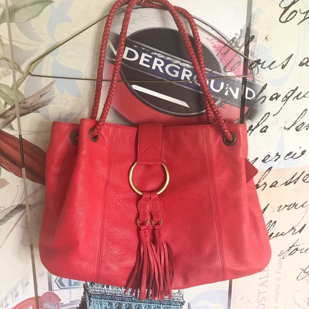 Soprano lamb leather coral handbag